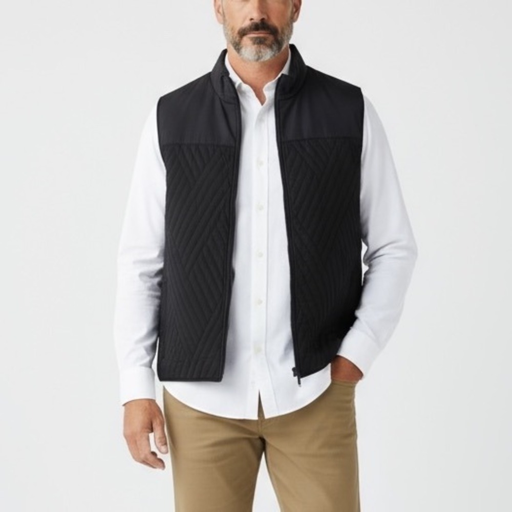 Vince Camuto Mens Black‎ Quilted Puffer Vest Full Zip Stand Collar XL